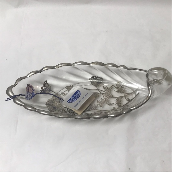 Sterling on Crystal Flanders Flowers Serving Dish Silver City Vtg Deco - Picture 3 of 7